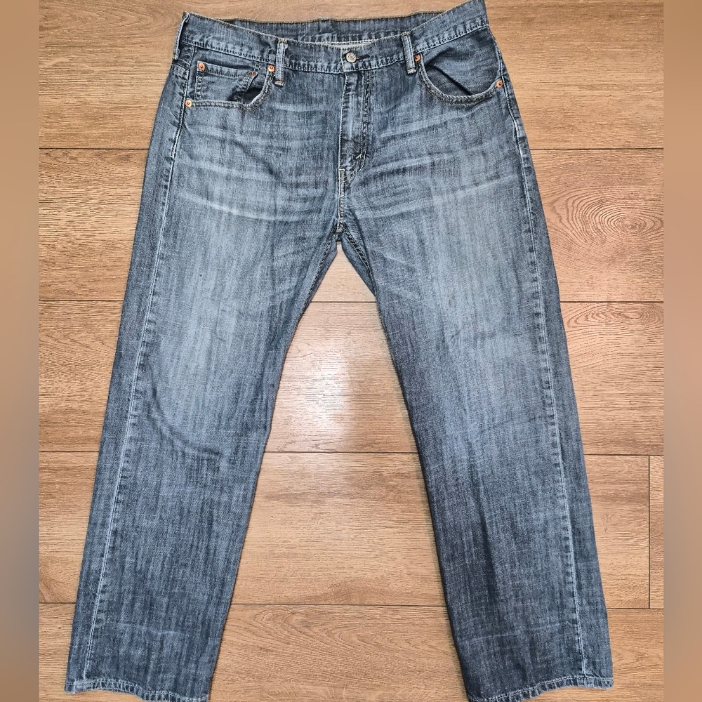 evi’s 569 Loose Straight Mens Jeans Medium Wash 36x29.5 Hemmed Professionally